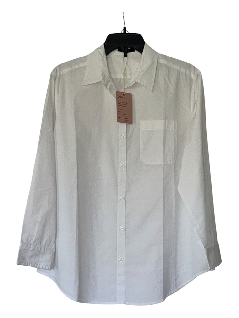 Quince Organic Cotton Maternity Shirt XS White Long Sleeve Poplin NWT